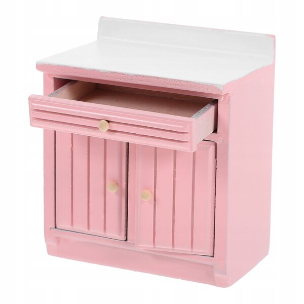 Mini mobiletto cucina rosa in legno per decorazioni casa delle bambole