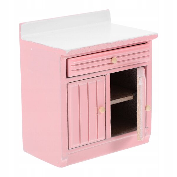 Mini mobiletto cucina rosa in legno per decorazioni casa delle bambole