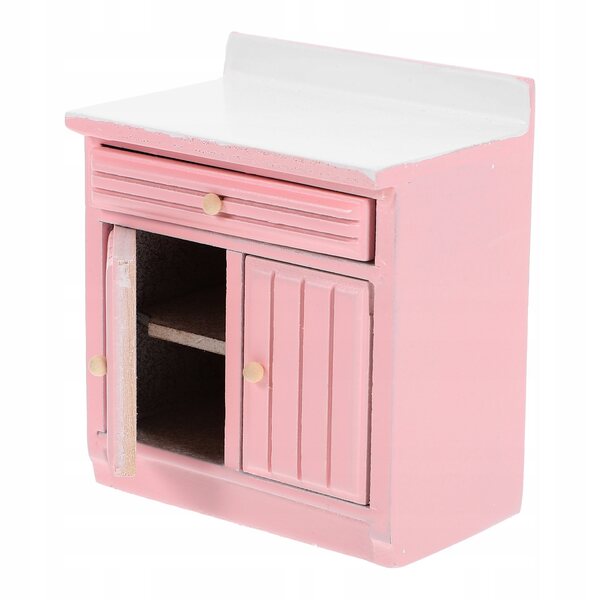 Mini mobiletto cucina rosa in legno per decorazioni casa delle bambole