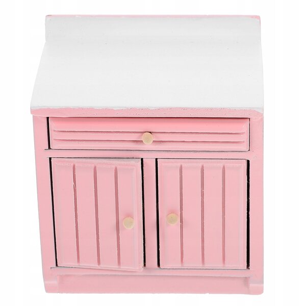 Mini mobiletto cucina rosa in legno per decorazioni casa delle bambole