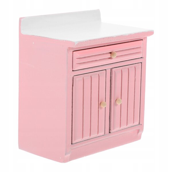 Mini mobiletto cucina rosa in legno per decorazioni casa delle bambole