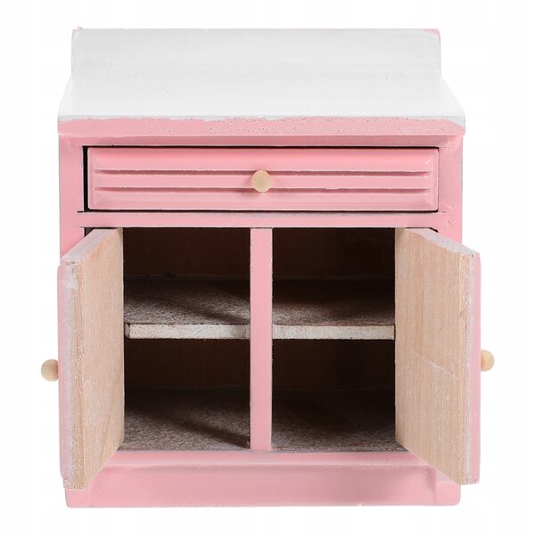 Mini mobiletto cucina rosa in legno per decorazioni casa delle bambole