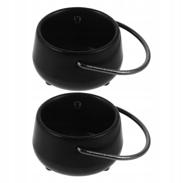 Miniatura 2 Pezzi Cauldron Nero per Casa delle Bambole e Decorazioni Halloween