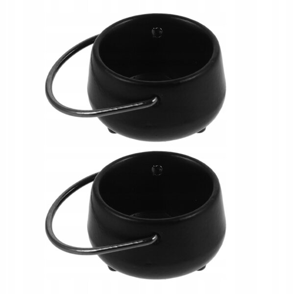 Miniatura 2 Pezzi Cauldron Nero per Casa delle Bambole e Decorazioni Halloween