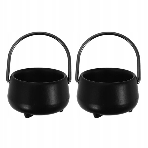 Miniatura 2 Pezzi Cauldron Nero per Casa delle Bambole e Decorazioni Halloween