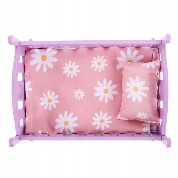 Mini Letto per Casa delle Bambole con Dondolo in Legno Multicolore per Bambini