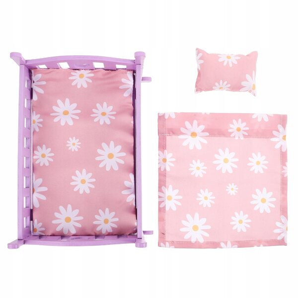 Mini Letto per Casa delle Bambole con Dondolo in Legno Multicolore per Bambini