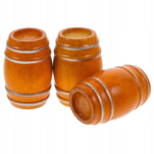 Set 3 Mini Botti in Legno per Casa delle Bambole e Decorazioni Miniature