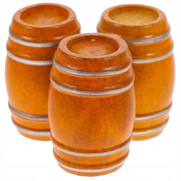 Set 3 Mini Botti in Legno per Casa delle Bambole e Decorazioni Miniature