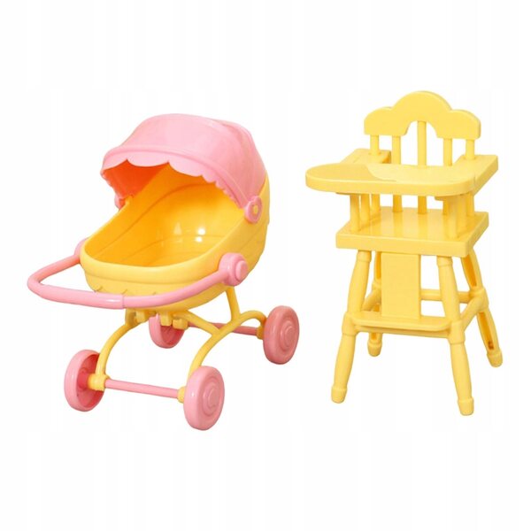 Mini Sedia e Passeggino per Casa delle Bambole 1/12 - Mobili Gialli