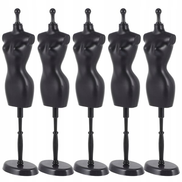 Set 5 mini manichini per esposizione abiti e accessori per bambole in plastica