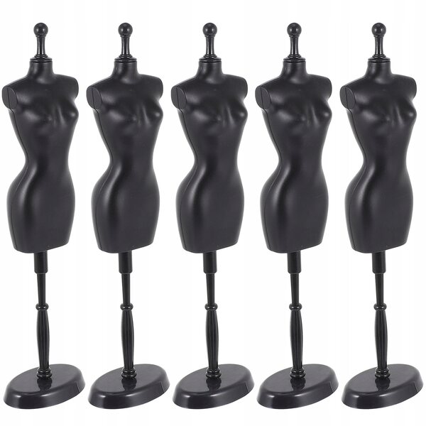 Set 5 mini manichini per esposizione abiti e accessori per bambole in plastica