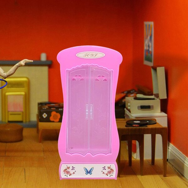 Mini Garderoba in Legno Rosa - Organizer Versatile per Casa delle Bambole
