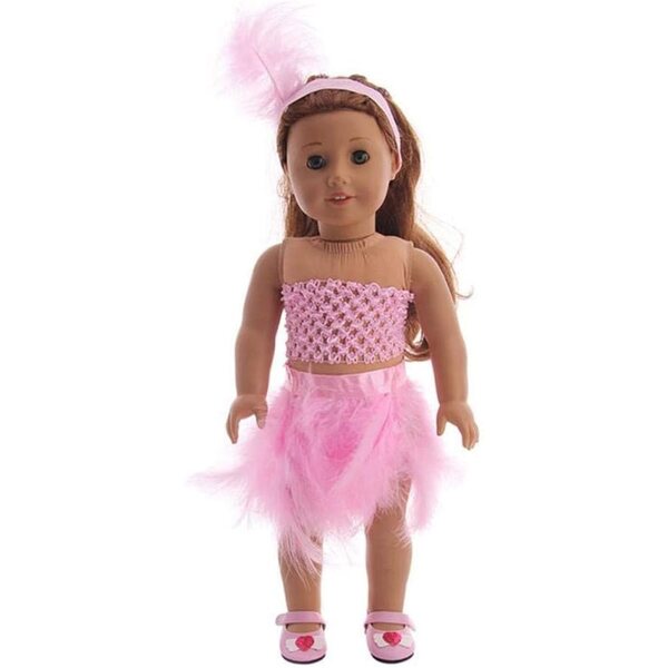 Puppenkleidung 46 cm – Federrock, Oberteil mit Ausschnitten und rosa Stirnband Uteruik