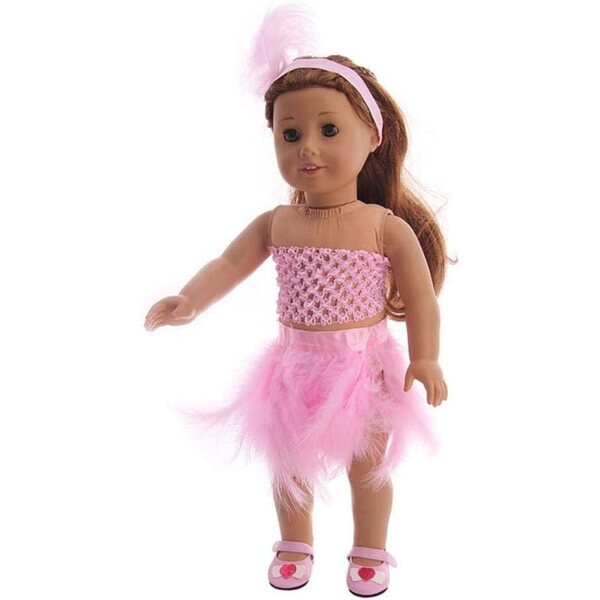 Puppenkleidung 46 cm – Federrock, Oberteil mit Ausschnitten und rosa Stirnband Uteruik