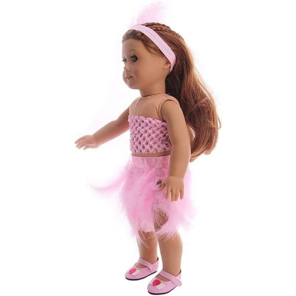 Puppenkleidung 46 cm – Federrock, Oberteil mit Ausschnitten und rosa Stirnband Uteruik