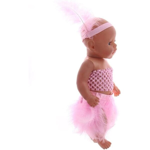 Puppenkleidung 46 cm – Federrock, Oberteil mit Ausschnitten und rosa Stirnband Uteruik