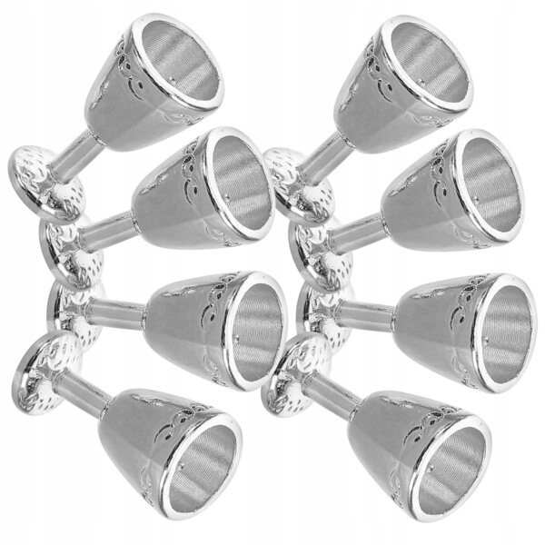 Set 8 Mini Calici da Vino Vintage in Metallo per Casa delle Bambole Argento