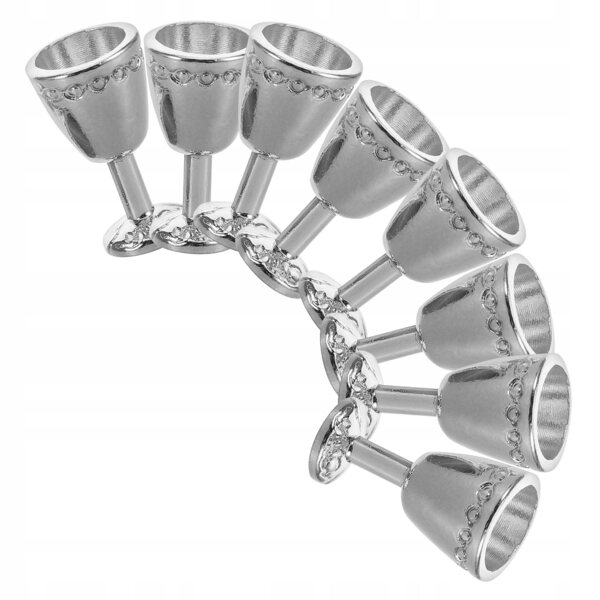 Set 8 Mini Calici da Vino Vintage in Metallo per Casa delle Bambole Argento