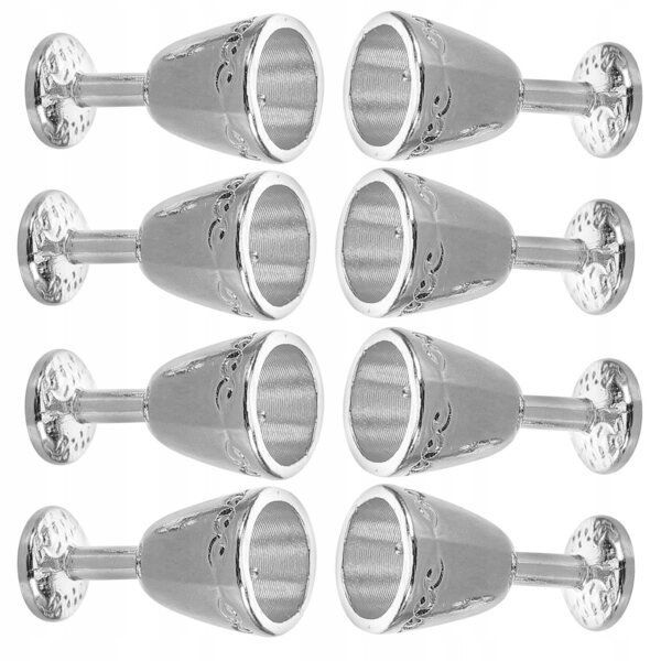 Set 8 Mini Calici da Vino Vintage in Metallo per Casa delle Bambole Argento