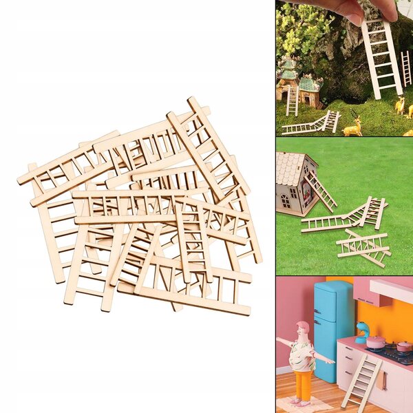 30 Miniatur-Drabine-Treppen aus Holz für Dekorationen und Feengärten