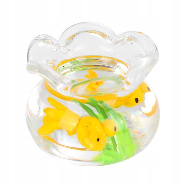 Mini Acquario Decorativo con Pesci Rossi e Piante per Casa delle Bambole 1:12