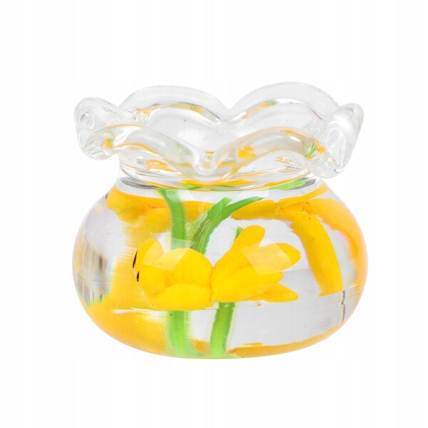 Mini Acquario Decorativo con Pesci Rossi e Piante per Casa delle Bambole 1:12