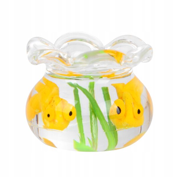 Mini Acquario Decorativo con Pesci Rossi e Piante per Casa delle Bambole 1:12