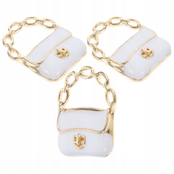 Set 3 Mini Borse Metalliche Bianche per Casa delle Bambole, Leggere e Resistenti