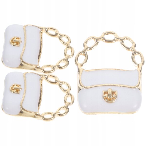 Set 3 Mini Borse Metalliche Bianche per Casa delle Bambole, Leggere e Resistenti