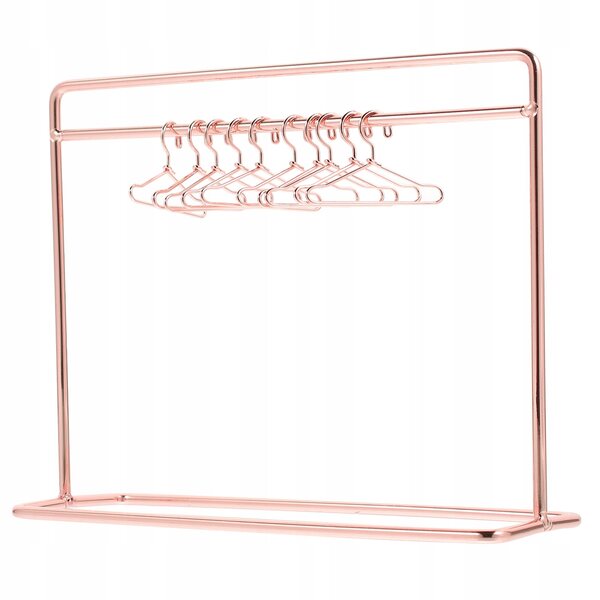 Kleiderbügel-Organizer-Set für Puppen aus roségoldenem Metall mit Ständer