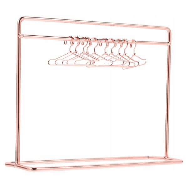 Kleiderbügel-Organizer-Set für Puppen aus roségoldenem Metall mit Ständer