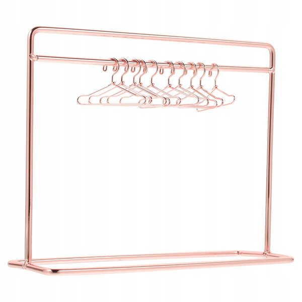 Kleiderbügel-Organizer-Set für Puppen aus roségoldenem Metall mit Ständer