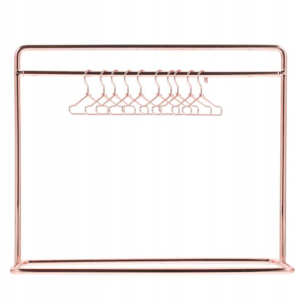 Kleiderbügel-Organizer-Set für Puppen aus roségoldenem Metall mit Ständer