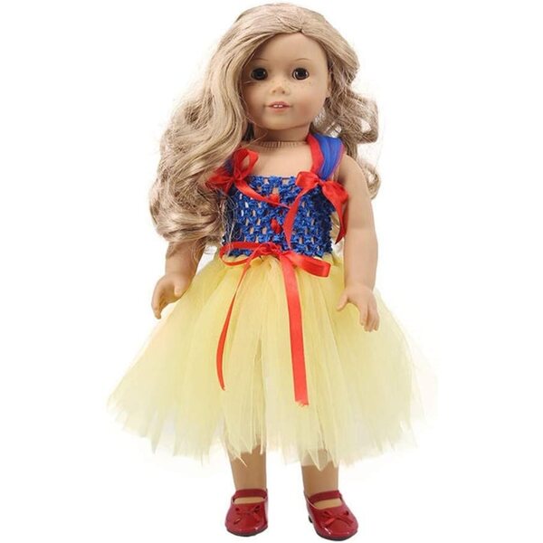 Kleid mit durchbrochenem Gazerock für 46 cm große amerikanische Puppen