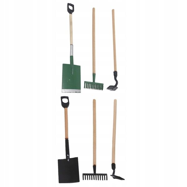 Mini set attrezzi da giardino decorativi in legno e resina per case in miniatura