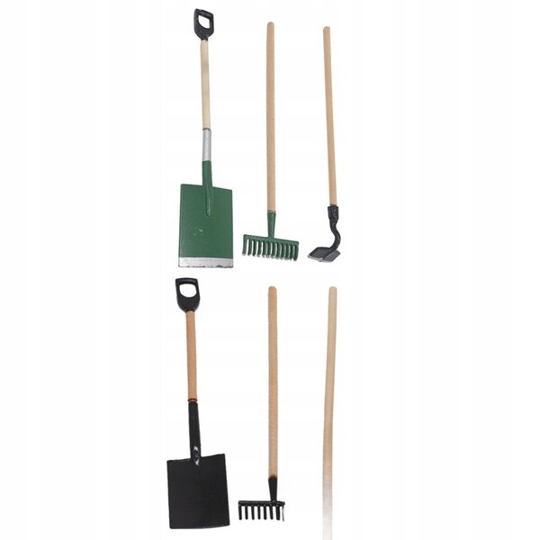 Mini set attrezzi da giardino decorativi in legno e resina per case in miniatura