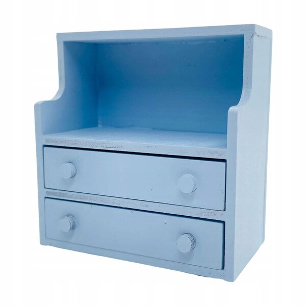 Stolik notturno in legno per casa delle bambole 1:12 accessorio blu di qualità
