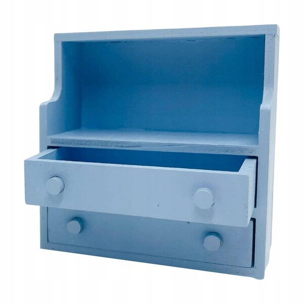 Stolik notturno in legno per casa delle bambole 1:12 accessorio blu di qualità