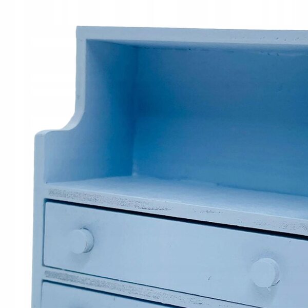 Stolik notturno in legno per casa delle bambole 1:12 accessorio blu di qualità