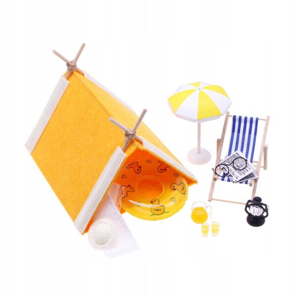Decorazione Miniatura Casa delle Bambole 1:12 Tema Spiaggia con Accessori Estivi