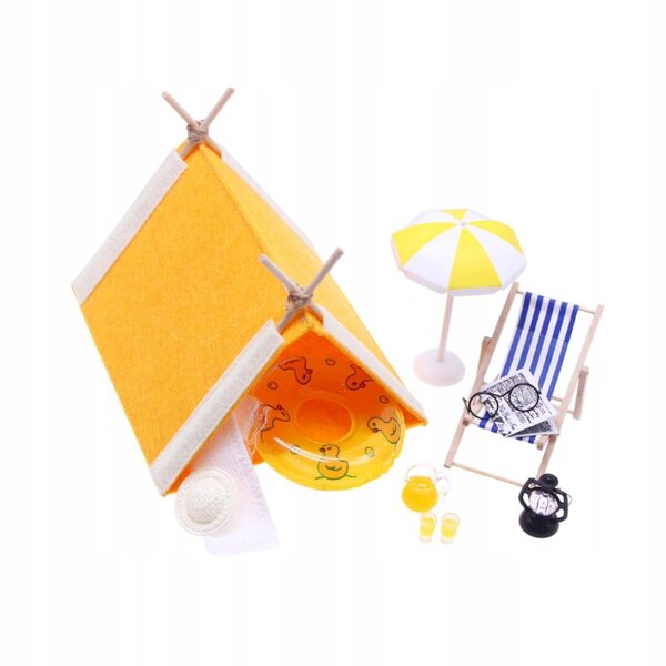 Decorazione Miniatura Casa delle Bambole 1:12 Tema Spiaggia con Accessori Estivi