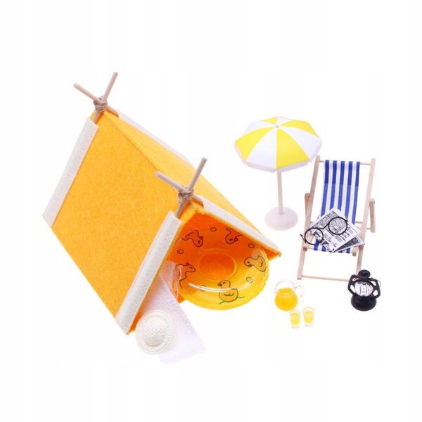 Decorazione Miniatura Casa delle Bambole 1:12 Tema Spiaggia con Accessori Estivi