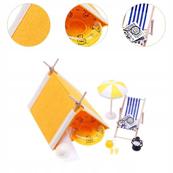 Decorazione Miniatura Casa delle Bambole 1:12 Tema Spiaggia con Accessori Estivi