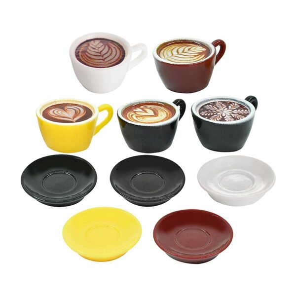 Miniatur-Set Latte Art Kaffeetassen für Puppenhaus 10 Stück