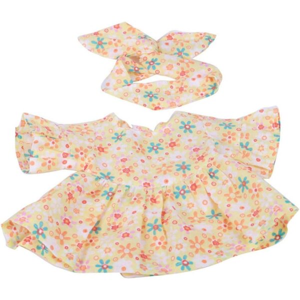 Blumenkleid für 14-Zoll-Puppe mit Stirnband, elegantes Freizeitkostüm
