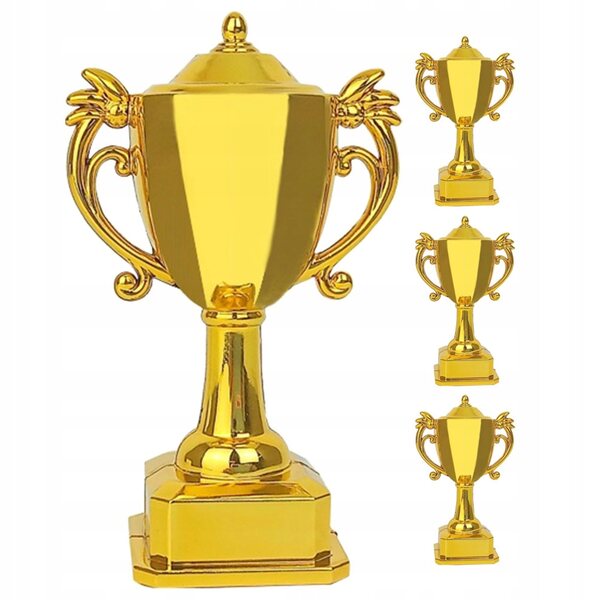 4 SZT. UROCZE MINI TROFEA PLASTIKOWE ZŁOTE NA KONKURSY