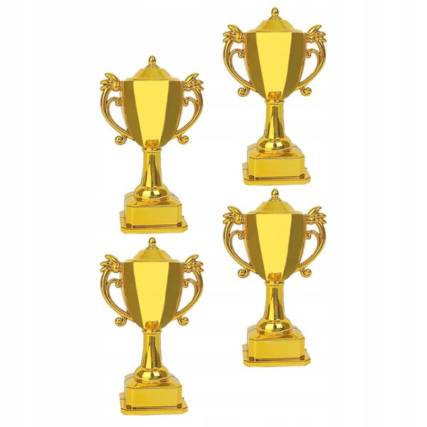 4 SZT. UROCZE MINI TROFEA PLASTIKOWE ZŁOTE NA KONKURSY