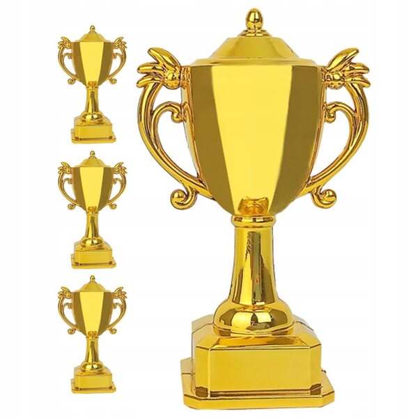 4 SZT. UROCZE MINI TROFEA PLASTIKOWE ZŁOTE NA KONKURSY
