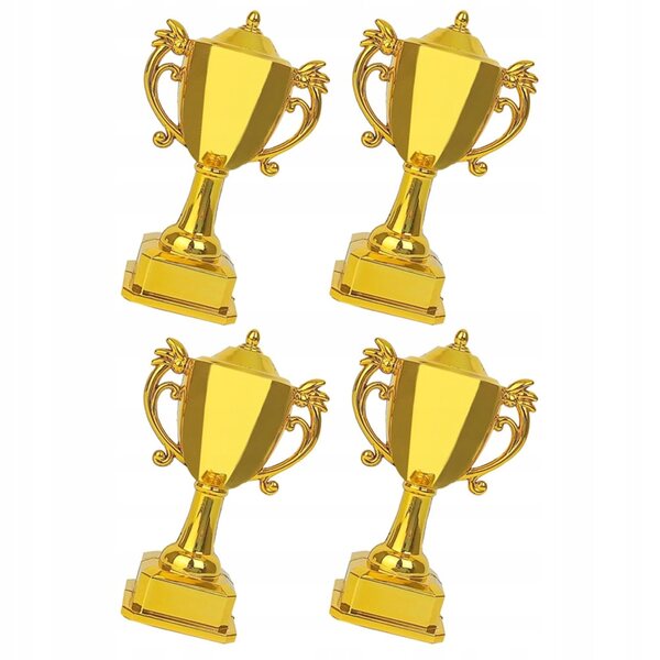 4 SZT. UROCZE MINI TROFEA PLASTIKOWE ZŁOTE NA KONKURSY